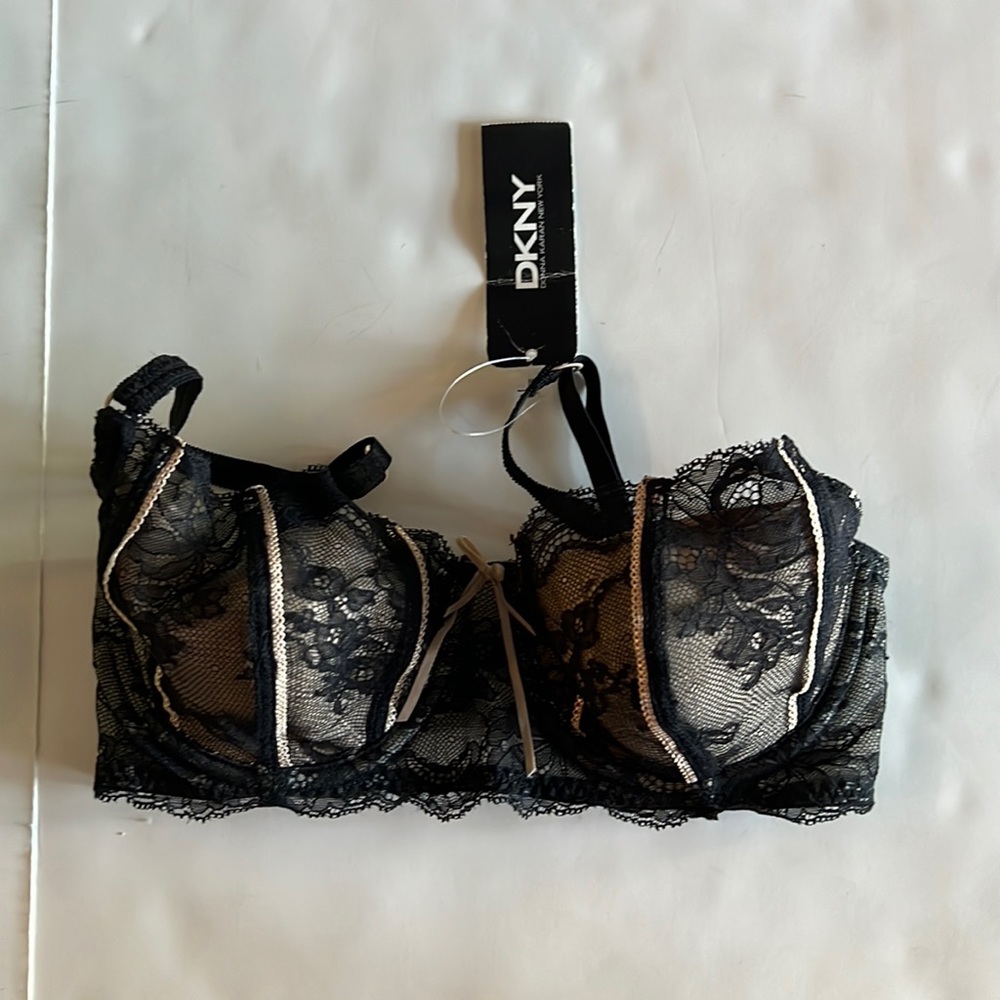 DKNY black lace shelf bra, 32 C